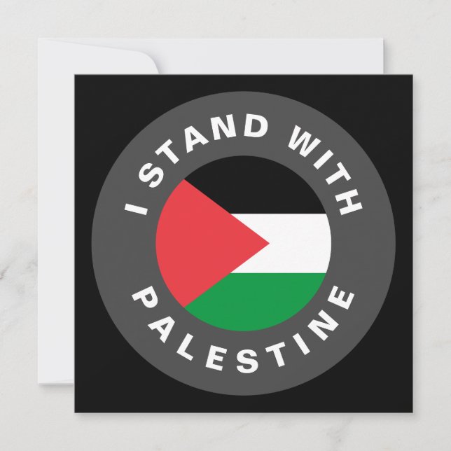 I Stand with Palestine custom text flag black card (Front)