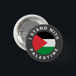I Stand with Palestine flag personalised 3 Cm Round Badge<br><div class="desc">I Stand with Palestine custom text and flag button.
Fully customisable white text,  or you can just delete it,  on dark grey border. 
Palestine Flag. 
Check the rest of the collection for additional colours and matching and coordinating items.</div>