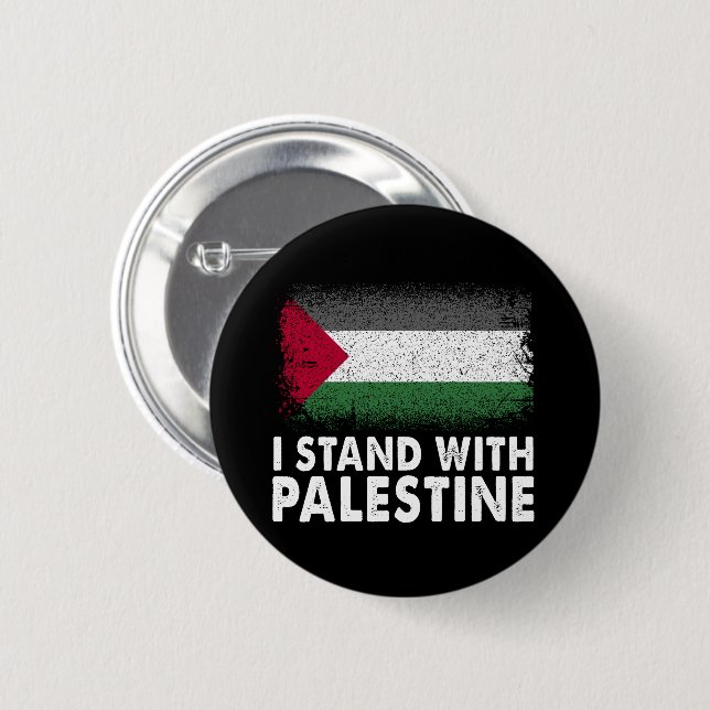 I Stand with Palestine Palestinian Flag 6 Cm Round Badge (Front & Back)