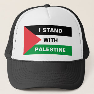 I stand with Palestine text Palestine flag custom Trucker Hat