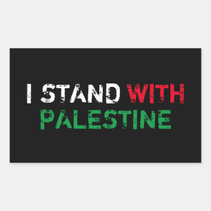I stand with Palestine white red green typography Rectangular Sticker