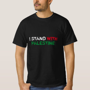 I stand with Palestine white red green typography T-Shirt
