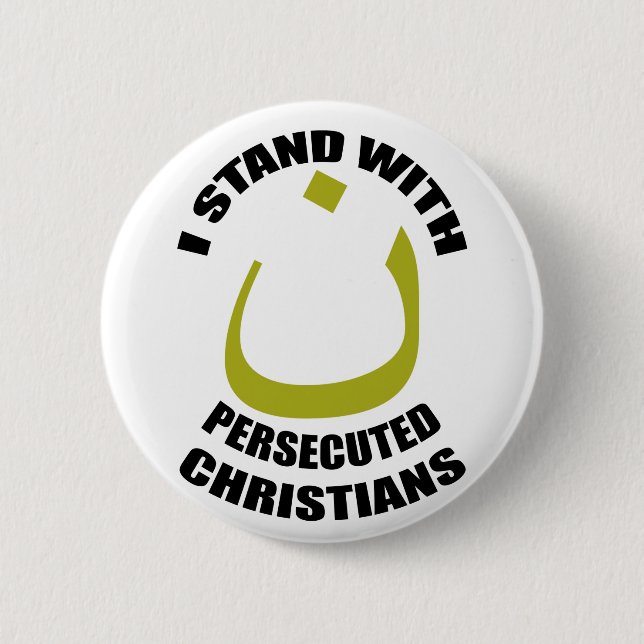 I Stand With Persecuted Christians Arabic Nun 6 Cm Round Badge (Front)