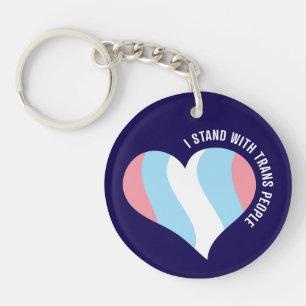 I Stand With Trans People Heart Keychain