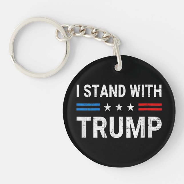  I Stand With Trump American Flag Key Ring (Front)