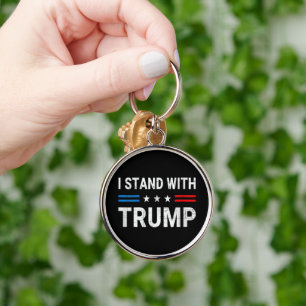  I Stand With Trump American Flag Key Ring