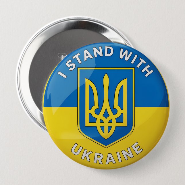 i stand with Ukraine 10 Cm Round Badge (Front & Back)