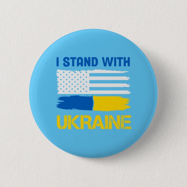 I Stand With Ukraine 6 Cm Round Badge (Front)