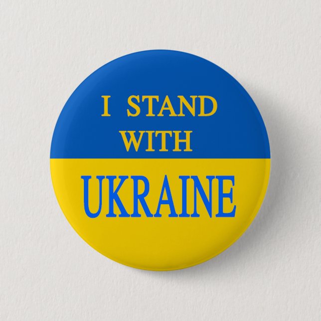 I stand with Ukraine 6 Cm Round Badge (Front)