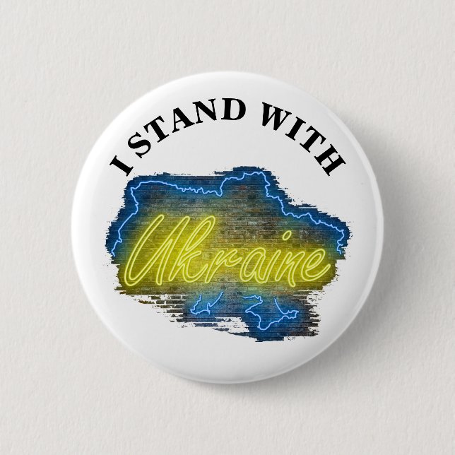 I STAND WITH UKRAINE 6 CM ROUND BADGE (Front)
