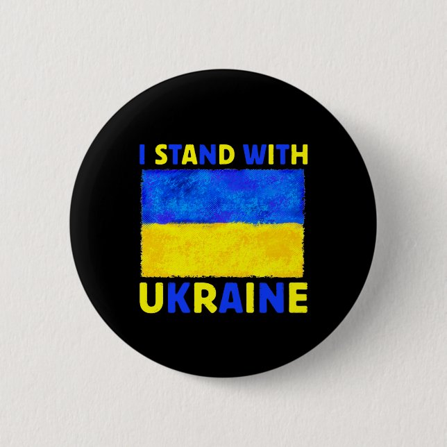 I Stand With Ukraine 6 Cm Round Badge (Front)