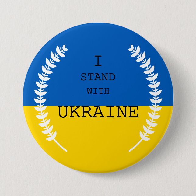 I stand with Ukraine !!!  7.5 Cm Round Badge (Front)