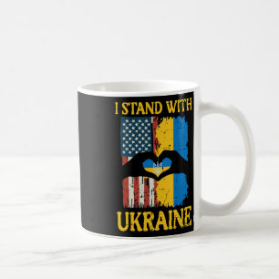 I Stand With Ukraine American Flag Hand Heart Wome Coffee Mug