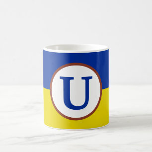 I stand with Ukraine blue and yellow flag monogram Coffee Mug