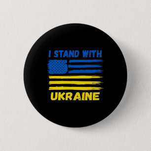 I Stand With Ukraine Blue And Yellow Usa Flag Ukra 6 Cm Round Badge
