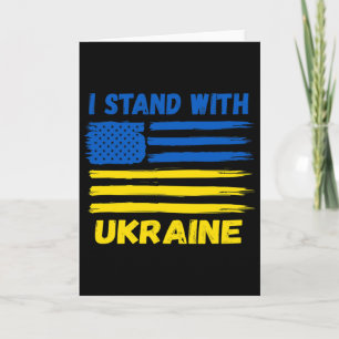 I Stand With Ukraine Blue And Yellow Usa Flag Ukra Card
