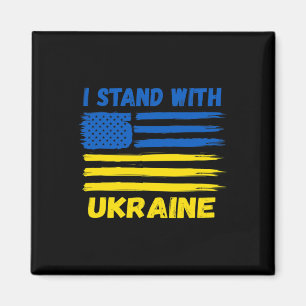 I Stand With Ukraine Blue And Yellow Usa Flag Ukra Magnet