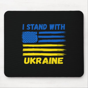 I Stand With Ukraine Blue And Yellow Usa Flag Ukra Mouse Pad