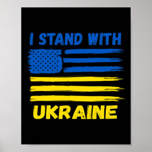 I Stand With Ukraine Blue And Yellow Usa Flag Ukra Poster