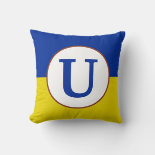I stand with Ukraine blue yellow flag monogram Cushion