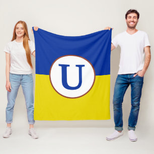 I stand with Ukraine blue yellow flag monogram Fleece Blanket