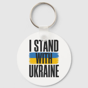 I Stand With Ukraine Bold Ukrainian Flag Support  Key Ring