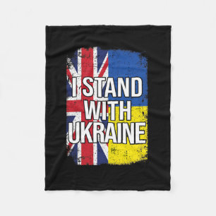 I Stand With Ukraine British United Kingdom Ukrain Fleece Blanket