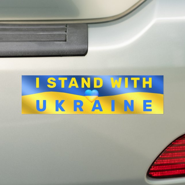 I Stand With Ukraine Bumper Sticker Support (On Car)