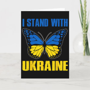 I Stand With Ukraine Butterfly Ukrainian Flag Card