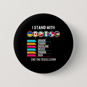 I Stand With Ukraine Canada Gaza End Persecution S 6 Cm Round Badge