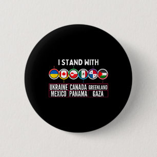I Stand With Ukraine Canada Gaza Mexico Panama Hum 6 Cm Round Badge