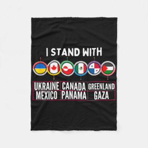 I Stand With Ukraine Canada Gaza Mexico Panama Hum Fleece Blanket