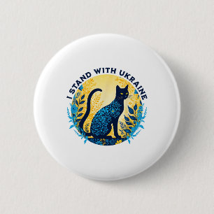 I Stand With Ukraine Cat Floral Ukraine Strong Wom 6 Cm Round Badge