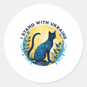 I Stand With Ukraine Cat Floral Ukraine Strong Wom Classic Round Sticker