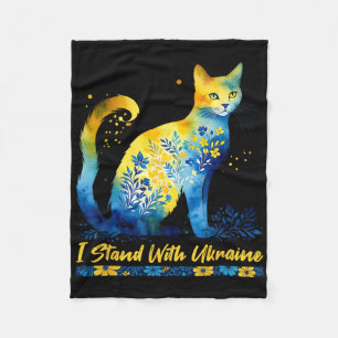 I Stand With Ukraine Cat Floral Ukraine Strong Wom Fleece Blanket
