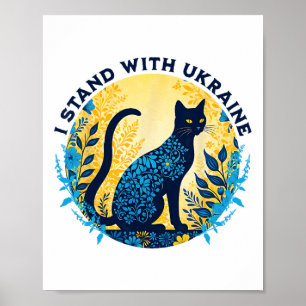 I Stand With Ukraine Cat Floral Ukraine Strong Wom Poster