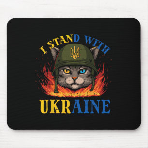 I Stand With Ukraine Cat Soldier Ukrainian Women M Mouse Pad