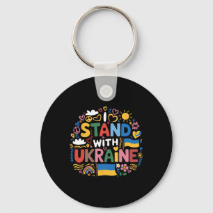 I Stand With Ukraine Colorful Ukraine Peace Men Wo Key Ring