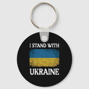 I Stand With Ukraine Distressed Flag Support Women Key Ring