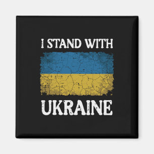 I Stand With Ukraine Distressed Flag Support Women Magnet