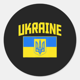 I Stand With Ukraine Distressed Raising Hand Ukrai Classic Round Sticker