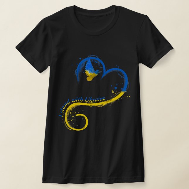 I stand with Ukraine  Dove Flag Peace Free Ukraine T-Shirt (Laydown)