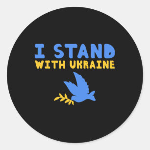 I Stand With Ukraine Dove Peace Pro-ukraine Blue Y Classic Round Sticker