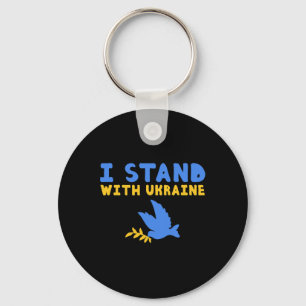 I Stand With Ukraine Dove Peace Pro-ukraine Blue Y Key Ring