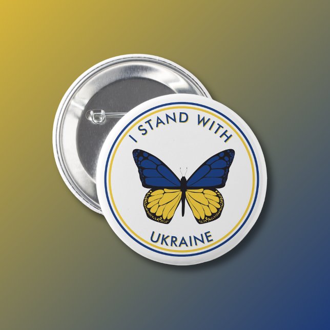 I Stand With Ukraine Editable Butterfly Design  6 Cm Round Badge (Creator Uploaded)