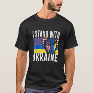 I Stand With Ukraine Flag American Flag Support Uk T-Shirt