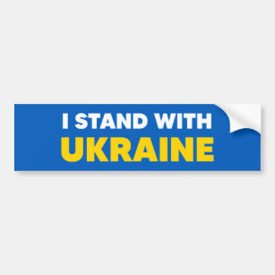 I Stand With Ukraine Flag Colours Yellow Blue Bumper Sticker