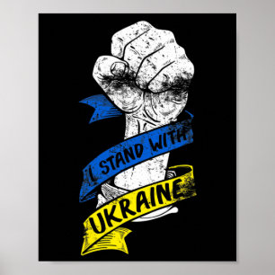 I Stand With Ukraine Flag Power Ribbon Support Ukr Poster