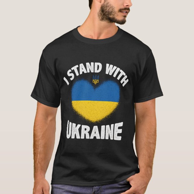I Stand With Ukraine Flag Support Ukraine friends T-Shirt (Front)