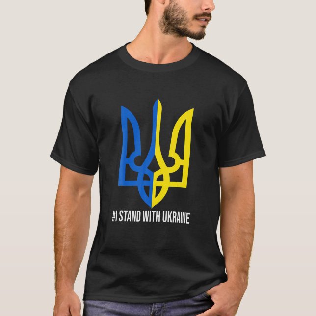 I Stand With Ukraine Flag Support Ukraine Ukrainia T-Shirt (Front)